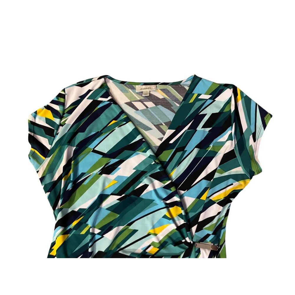 Dressbarn Blouse Womens L Used Geometric Pattern Metal Gathering on Side - Picture 4 of 10
